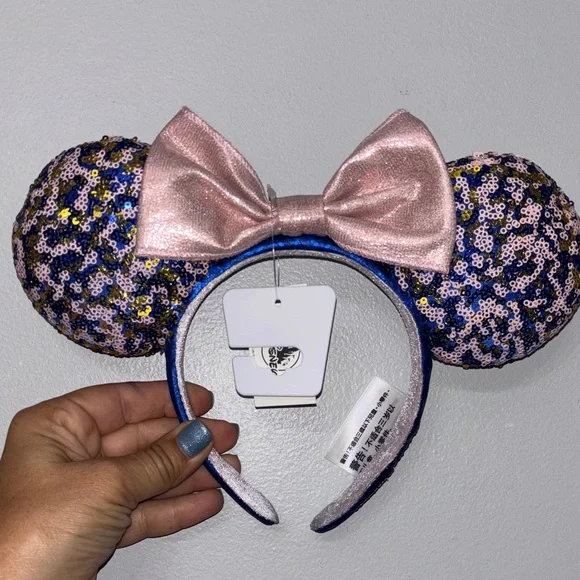 Disney Minnie Mouse Sequin Ears Headband - Pink and Blue - Picture 1 of 5